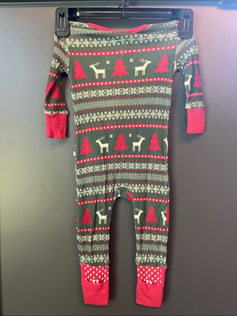 Posh Peanut Holiday Reindeer One-Piece Pajamas - 9-12 mo - Picture 2 of 5